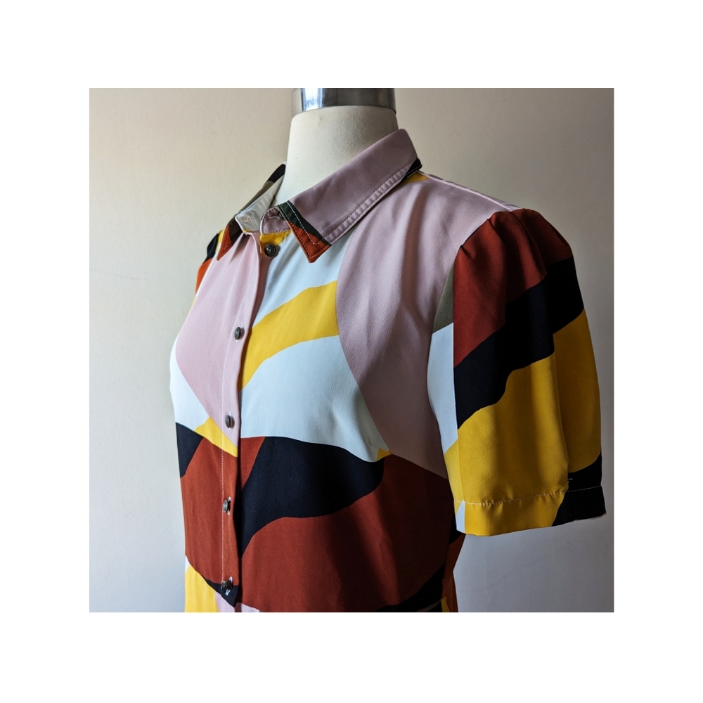 Karl Lagerfeld Paris Printed Handkerchief Hem Shirtdress